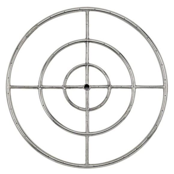 American Fireglass Triple-Ring Fire Pit Burner, 30-Inch Round | Use in Outdoor Natural Gas or Propane Fire Pit or Bowl | Durable Stainless Steel, BTU 430,000 Max.