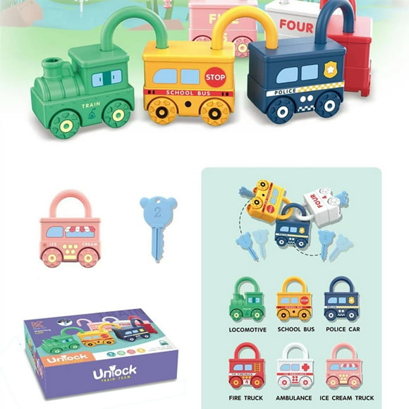 kkbbma Clearance Under $1 Lock And Key Connectable Car Toys - Counting Matching & Sorting Toys With Numbers And Vehicle Names Montessori Early Learning Toy Gift For Preschool Children
