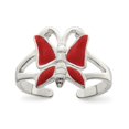 thumbnail image 1 of Sterling Silver Polished Butterfly with Red Enamel Toe Ring, 1 of 3