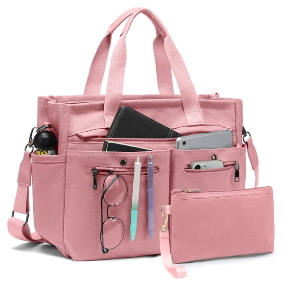 2pcs/Set Large Canvas Tote Bags for Women – Laptop-Friendly Work Totes with Crossbody/Shoulder Straps | Ideal for Travel, Gym & Daily Use