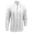 thumbnail image 3 of USNSM Mens Quarter Zip Sweater Cable Knitted Pullover Sweaters Textured Solid Color Fall and Winter Sweater White M, 3 of 3