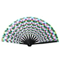 thumbnail image 1 of 13IN Fan Printing Fluorescent Fan Large Holographic Folding Handheld Fans For Line Dancing Party Wedding Dance，（B）, 1 of 8
