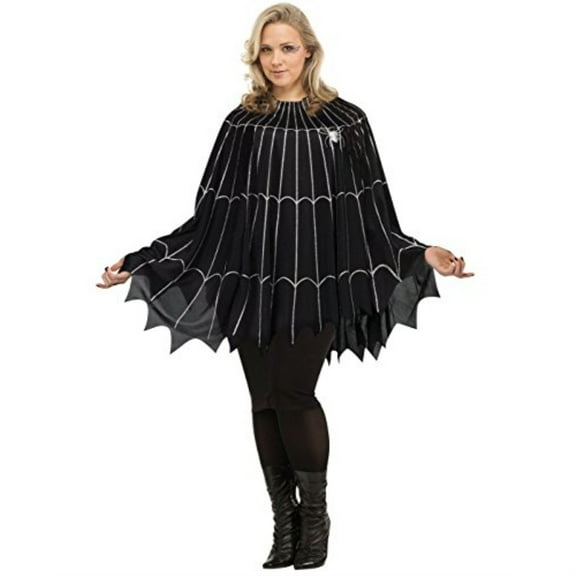 Fun World Spider-Girl Web Poncho Halloween Fancy-Dress Costume for Adult, Women's Plus size