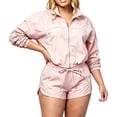 thumbnail image 2 of Womens Tracksuit 2 Piece Sets,Zip Up Cropped Jacket with High Waist Shorts,Long Sleeve Athletic Sweatsuits,Casual Summer Outfits for Workout Travel Pink S, 2 of 8