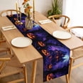 thumbnail image 3 of Halloween Table Runner - 120 Inch Long, Kitchen Dining Table Runner Dresser Scarves, Horror Pumpkins Halloween Dark Castle Purple Farmhouse Decor for Coffee Tables Wedding Party Banquet, 3 of 8