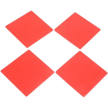 4 Pcs Silicone Coasters Insulated Square Non-slip Red Silica Gel
