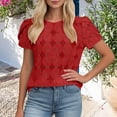 thumbnail image 6 of Elegant Blouses for Women Dressy Casual Petal Short Sleeve Shirts Crochet Lace Boho Tops Fashion Summer Outfits, 6 of 6