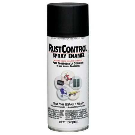 ColorPlace Rust Control Spray Enamel, Flat Black, 12 Oz.