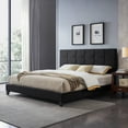 thumbnail image 1 of King-size Upholstered Platform Bed Frame with Contemporary Tufted Waffle Stitching, Easy Assembly, Black, 1 of 14