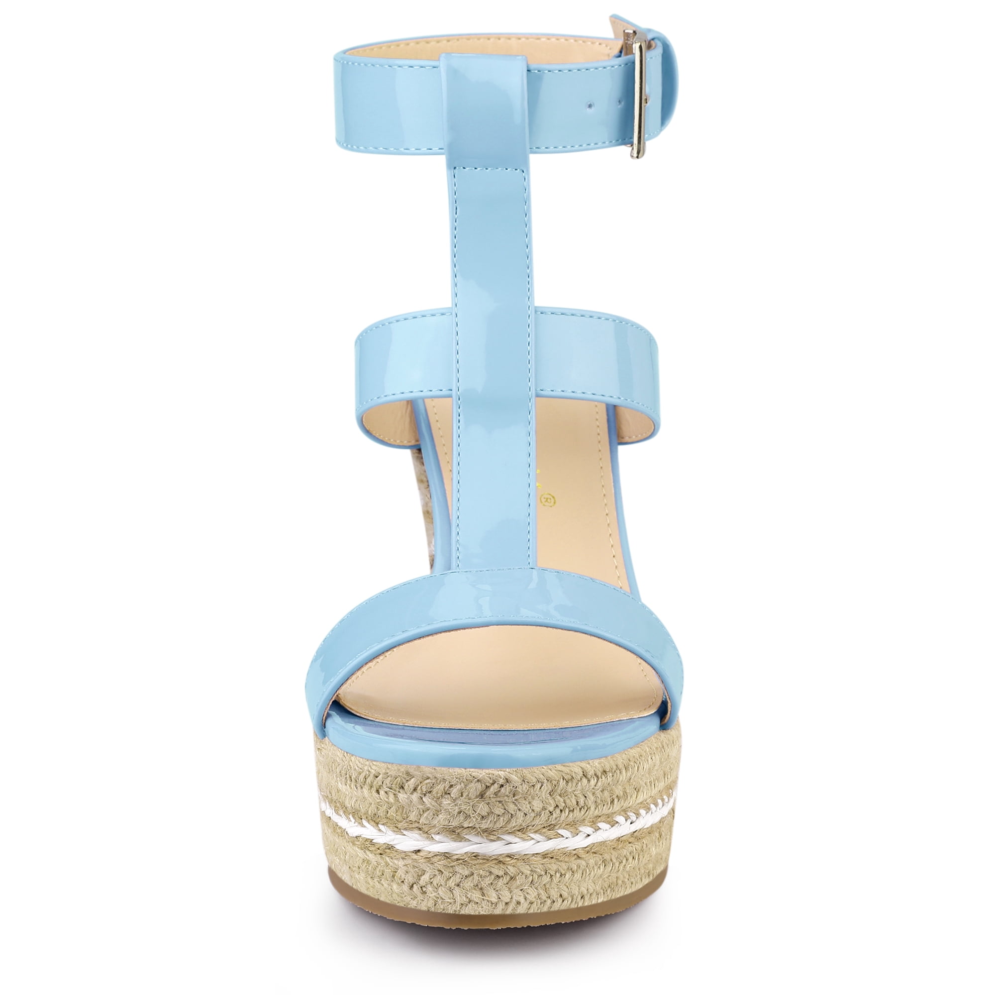 DARING DIVA Women's Strappy Wedge Platform Sandals Sky Blue 10