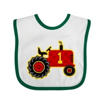 Inktastic Red Tractor 1st Birthday Boys Baby Bib