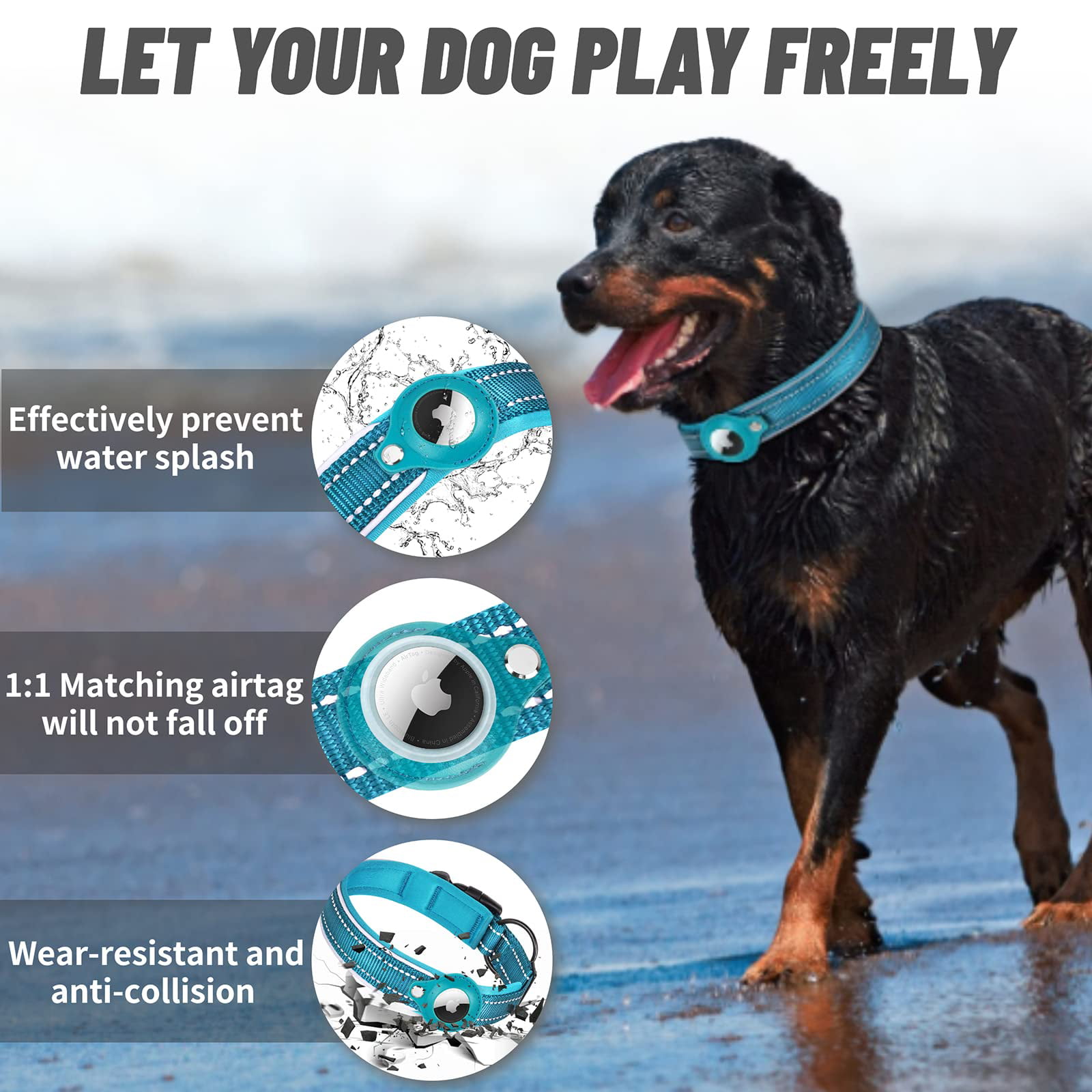Reflective AirTag Dog Collar, FEEYAR Padded Apple Air Tag Dog Collar, Heavy  Duty Dog Collar with AirTag Holder Case, Adjustable Air Tag Accessories
