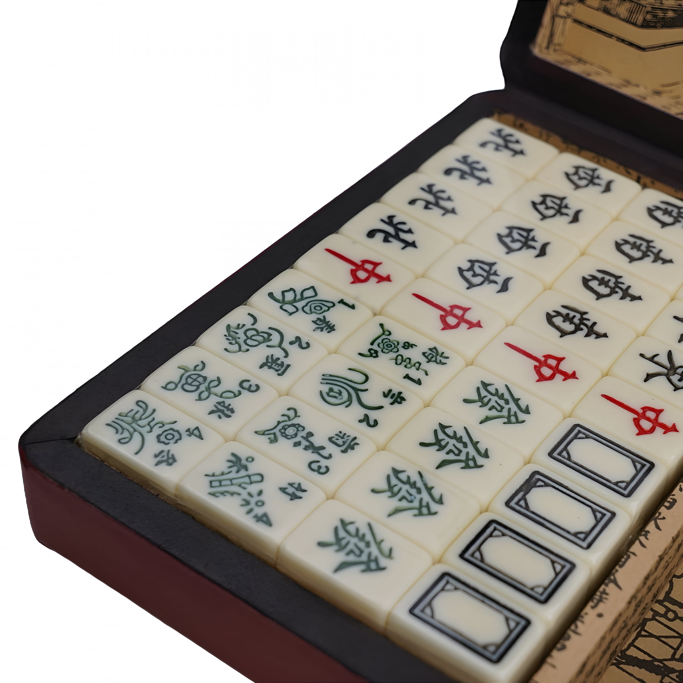 BESTSKY 2026 New Portable Mahjong Set with Wooden Case for Travel Or Family Game Night,For Vacations,Family Gatherings,Travel Entertainment,Outdoor Activities