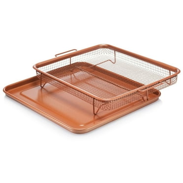 Nonstick Air Fryer Crisper Tray with Basket – 12.6" x 9.4" Ceramic-Coated, Oven Safe