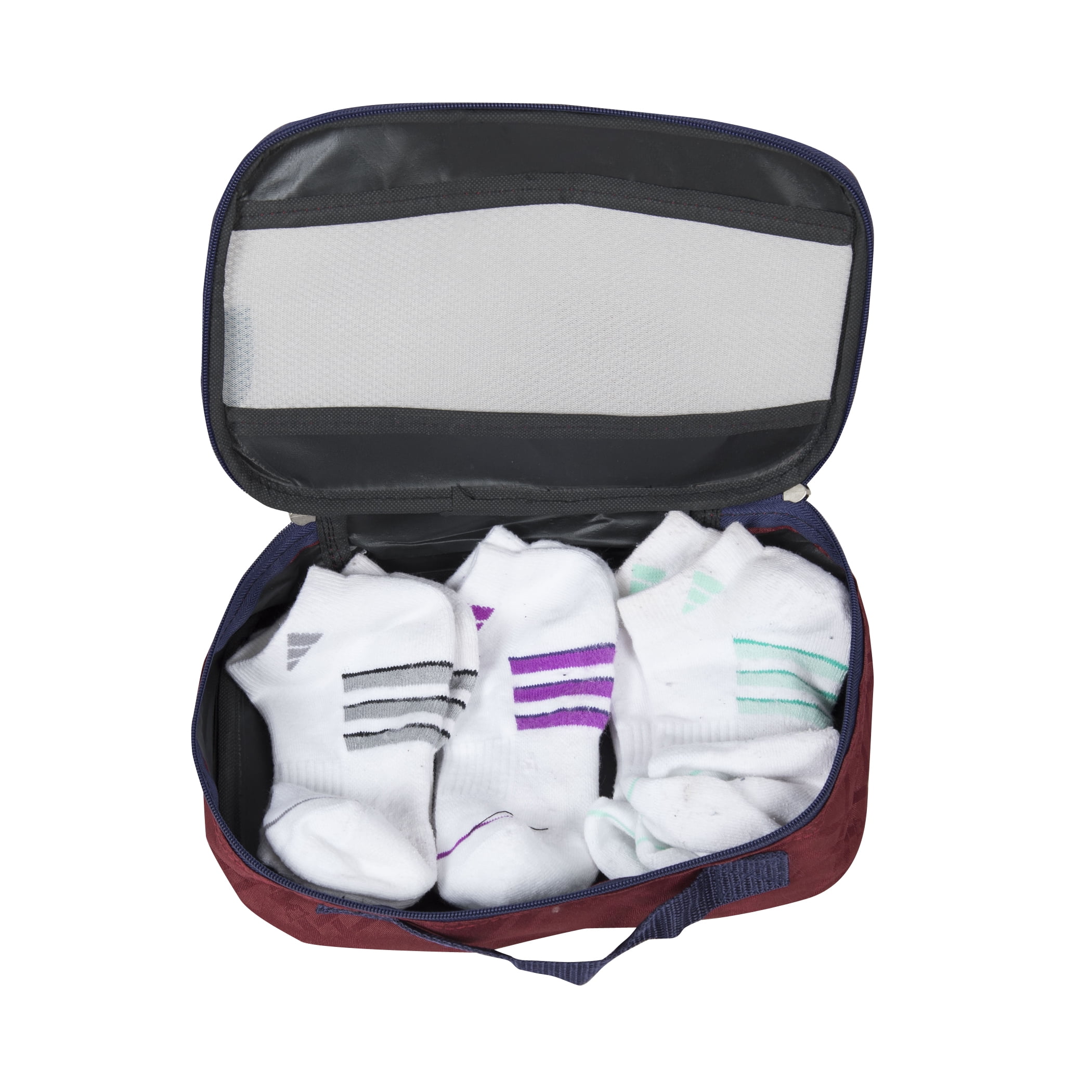 Handy Sandy Deluxe 5 Piece Travel Organizing Packing Cube Set Maroon Plaid