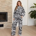 thumbnail image 4 of Uorisanigo Zebra Stripes Women's 2 Piece Outfits Oversized Sweatsuit Drawstring Mock Neck Tracksuit Long Sleeve Athletic Tops with Wide Leg Sweatpants Fall Lounge Sets Plus Size Sportswear, 4 of 8