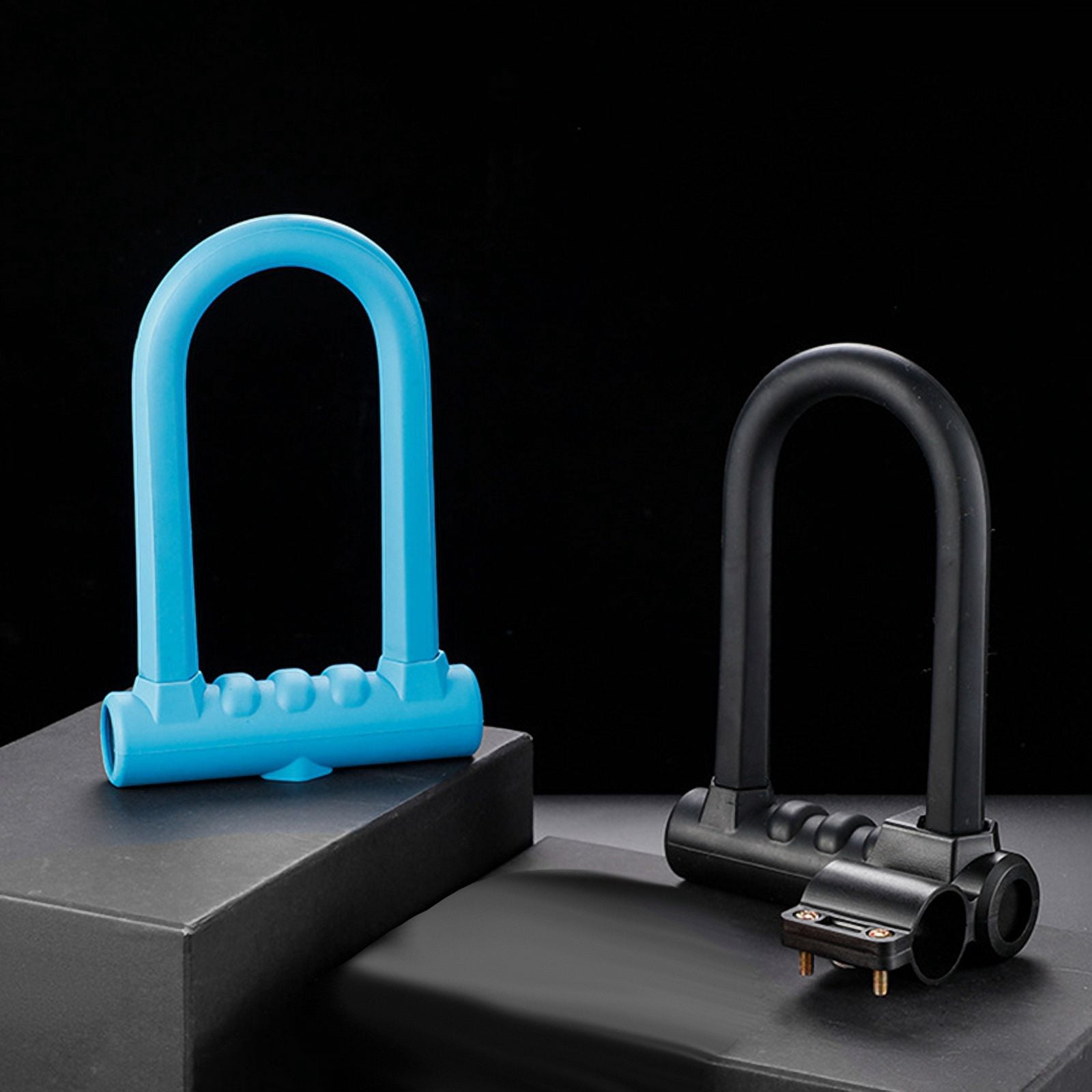 Bike Lock Anti-Theft Mountain Bike Road Bike Silicone U-Lock Helmet Bicycle Electric Scooter Black,1 x Padlock,Black