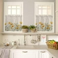 thumbnail image 4 of Watercolor Floral Kitchen Curtains and Valances Set, Rod Pocket Curtains Tier Farmhouse Window Curtains 24 Inch Length, Yellow Poppy Wild Flower Rustic Beige 3 Piece Kitchen Curtains Set, 4 of 6