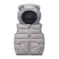 thumbnail image 2 of Toddler Puffer Vest Hooded Jacket Grey Puffer Vest Zipper Lightweight Sleeveless Bear Ears Windproof down Jacket Girls Vests 3-4 Years, 2 of 4