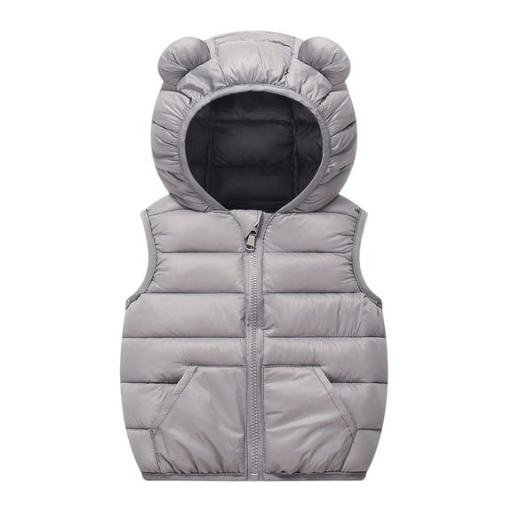 REDARER Girls Hooded Puffer Vest, Lightweight Quilted Sleeveless Jacket for Toddler Kids, Warm Winter Outerwear,Size:12-18 Months