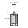 thumbnail image 3 of 1 Light Medium Outdoor Hanging Lantern in Transitional Style 7 inches Wide By 16.75 inches High-Satin Nickel Finish-Led Lamping Type-E26 Medium Lamp, 3 of 9
