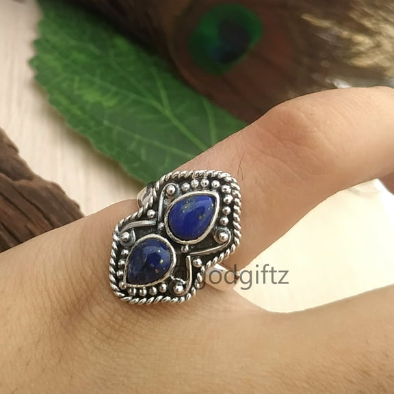 Lapis Lazuli Ring, Handmade Ring, 92.5% Sterling Silver Ring, Lapis Silver Ring, 925 Solid Sterling Silver Ring, Boho Ring, Ring for Women