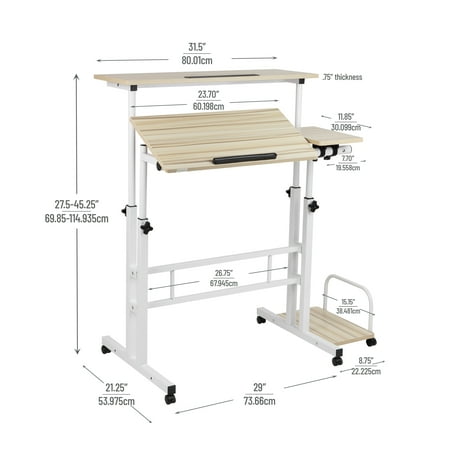 Mind Reader - 2 Tier Sit and Stand Desk XL - White