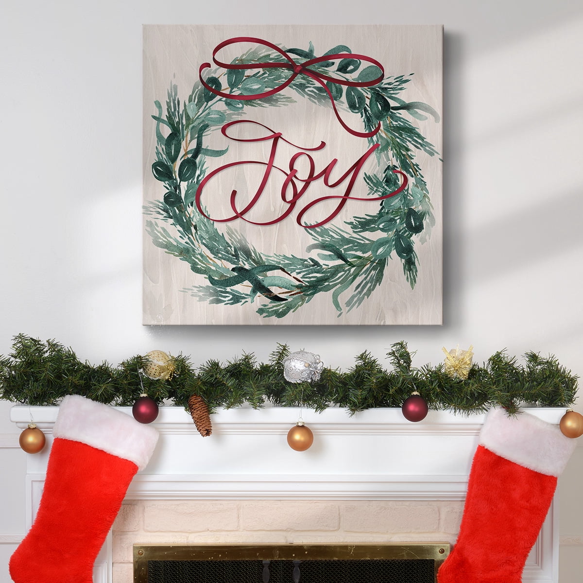 Joy Ribbon Wreath- Gallery Wrapped Canvas