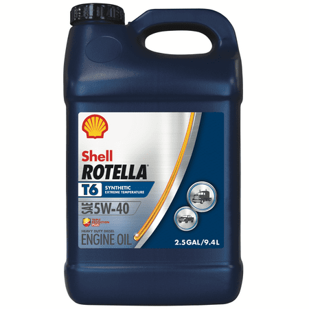 Shell Rotella T6 Full Synthetic 5W-40 Diesel Engine Oil 2.5 Gallon
