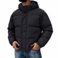 thumbnail image 4 of Men's Hooded Puffer Jacket Solid Color Windproof Zip Up Winter Coat,Warm Thick Padded Outerwear with Pockets, 4 of 8