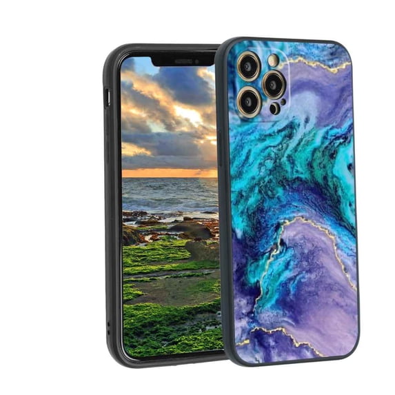 Compatible with iPhone 12 Pro Phone Case, Blue-Marble-20 Case Men Women, Flexible Silicone Shockproof Case for iPhone 12 Pro