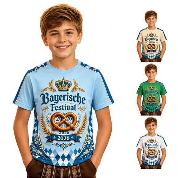 Boys Festival Brew Graphic Tee Casual Crew Neck Short Sleeve Top for Kids Everyday Spring Summer Autumn Outfit Kids T-Shirts Summer Clothes