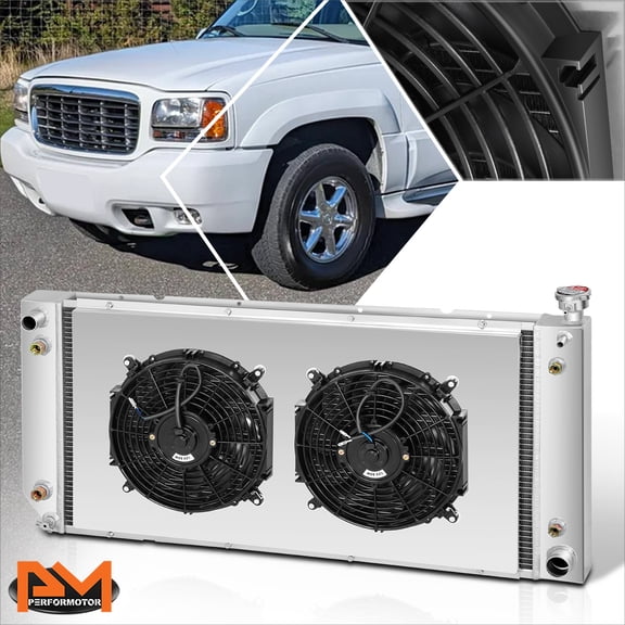 PM PERFORMOTOR for 94-02 Chevy GMC C/K 5.0L 5.7L 3-Row Aluminum Cooling Radiator w/Fan Shroud