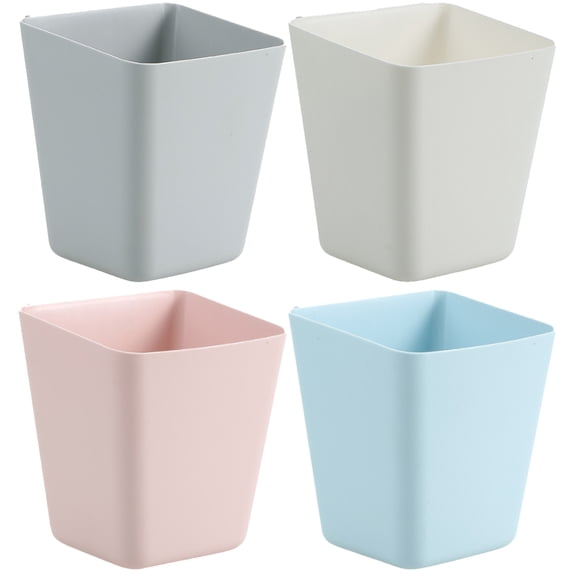 MRLESS 4-Pack Hanging Cup Holders with Rolling Cart Organizer Buckets for Kitchen, Office, and Home Storage