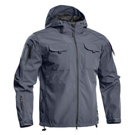 Hsovts Men’s Military Outdoor Tactical Soft Shell Jackets Hooded Waterproof Windproof Fleece Lined Coat For Hiking Winter Gray L