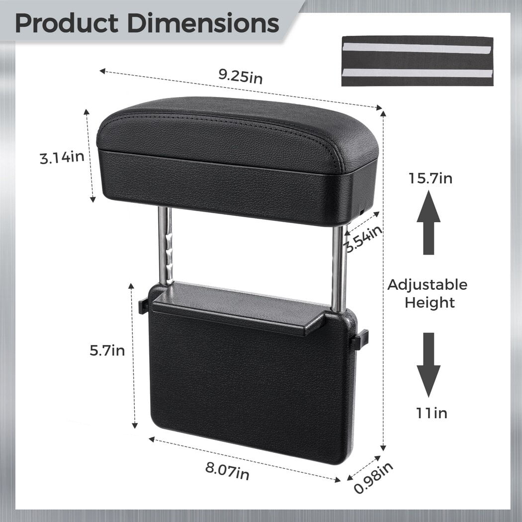 Soft Car Armrest Support Elbow, 2-in-1 Adjustable Height Car Console Armrest Box, Rest Armrest Extender Console Storage Case, Driving Arm Releasing Supply Accessory
