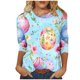 thumbnail image 1 of Mujeres 3/4 Manga Tops Impresión Casual Cuello Redondo Camiseta Top Blusa, Poliéster Toda la Temporada, 1 of 5