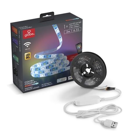 Globe Electric Wi-Fi Smart 2M/6.6 ft. Multicolor Changing RGB Dimmable LED USB Plug-In