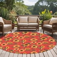 thumbnail image 4 of Round Rugs 5Ft, Yellow Sunflower Round Area Rug Washable Indoor Throw Carpet, Vintage Floral Garden Pastoral Botanical Soft Non Slip Circle Rug for Cabinet Bathroom Home Decor Aesthetic, 4 of 8