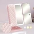 thumbnail image 6 of Rechargeable 78-LED Tri-Fold Cosmetic Mirror, 3 Color Lights, 1x/2x/3x Magnification, Touch Control, Dual Power Supply, Pink Beauty Mirror for Women Gift, 6 of 7
