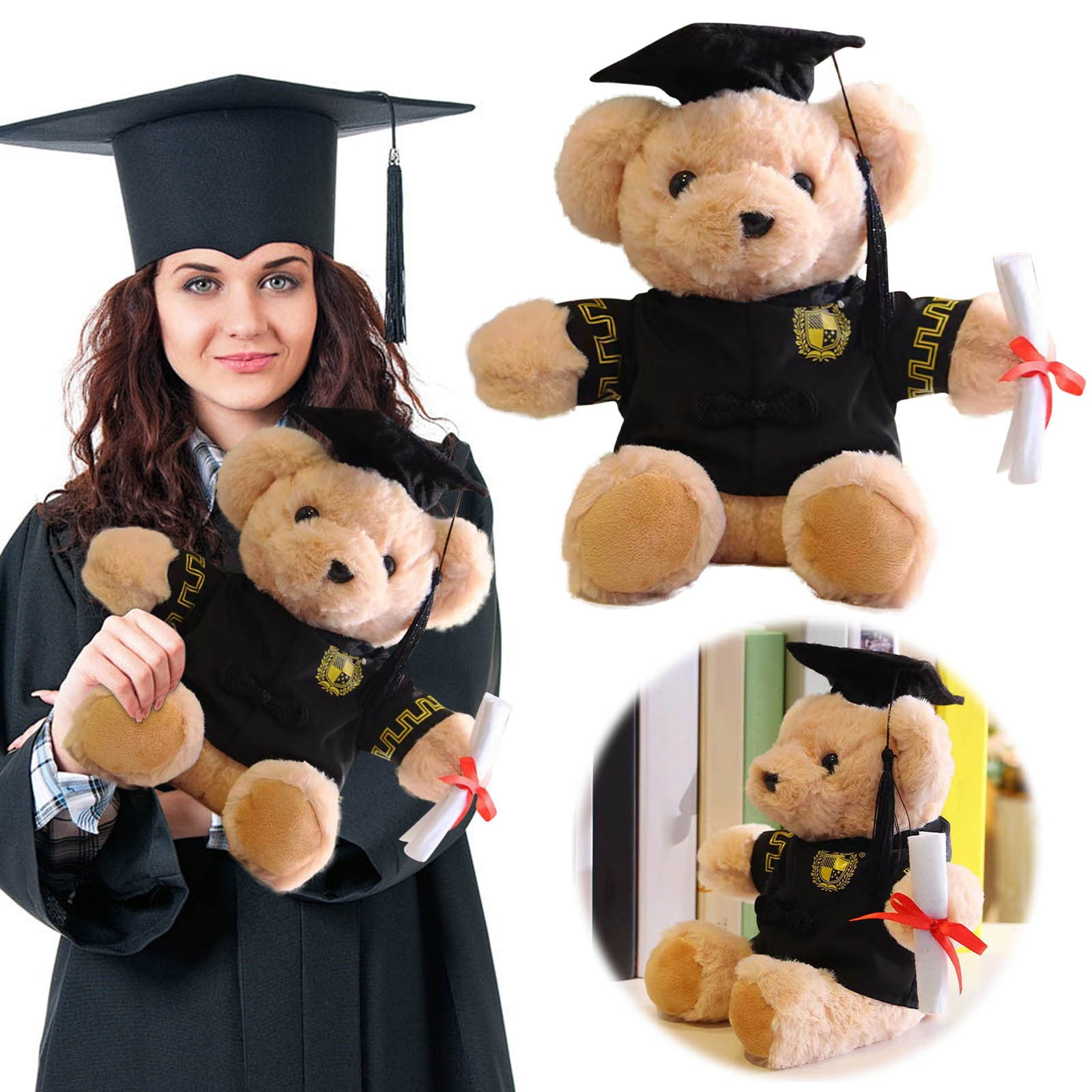 Graduation Bear Doll | PhD Teddy Bear Plush Toy | Academic Gift for Students | 25cm Stuffed Animal for Desk Decor, Bookshelf Display, or Study Motivation