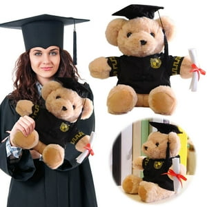 Poupée de graduation de l'ours PhD Teddy Bear peluche jouet de cadeau académique pour les étudiants 25cm Animal farci pour décorer le bureau, afficher la bibliothèque, ou la motivation d'étude