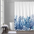 thumbnail image 5 of Summer Ocean Coral Bathroom Shower Curtain, Nautical Sea Watercolor Blue Starfish Shell Waterproof Washable Soft Bath Curtain for Bathtub Decor with 12 Hooks&Grommet, 66x72 Inch, 5 of 9
