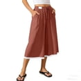 thumbnail image 4 of hoksml Women's Elastic Waist Cotton Culottes, Casual Wide Leg Capri Pants with Lace Trim, 4 of 8