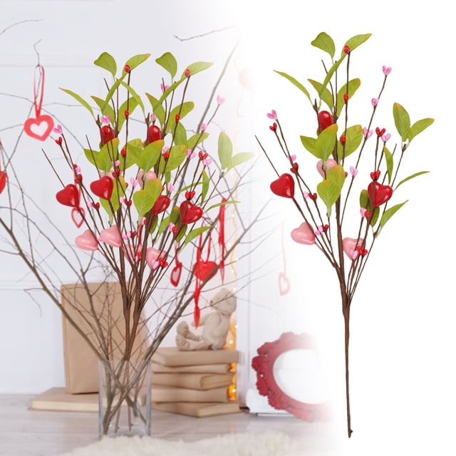 TIELUTT Haut de la Saint-Valentin Baies Rouges Scintillantes en Forme de Cœur Suggéré DIY pour Mariage Île de Mariage Promenade Arrangements Floraux d'Hiver Guirlande de Jasmin d'Hiver Fleurs de Maman