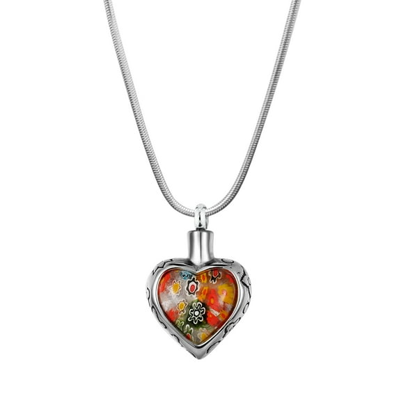 Resin Heart Flower Patch Cremation Jewelry Memorial Necklace Cremation Urn Necklace for Ashes Urn Keepsake with FREE Funnel Kit and Velvet Jewelry Box