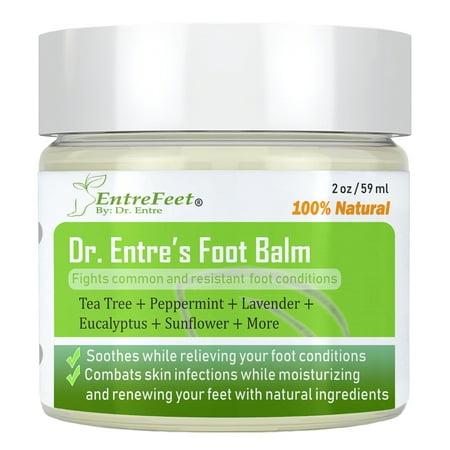 Dr. Entre's Foot Balm: Organic Antifungal Foot Cream for Dry Feet, Calluses, Athletes Foot, Toenail Fungus, Odor, and Tired Achy Itchy Feet, Essential Oil Based Foot Care Relief, 2 (Best Way To Kill Toenail Fungus)