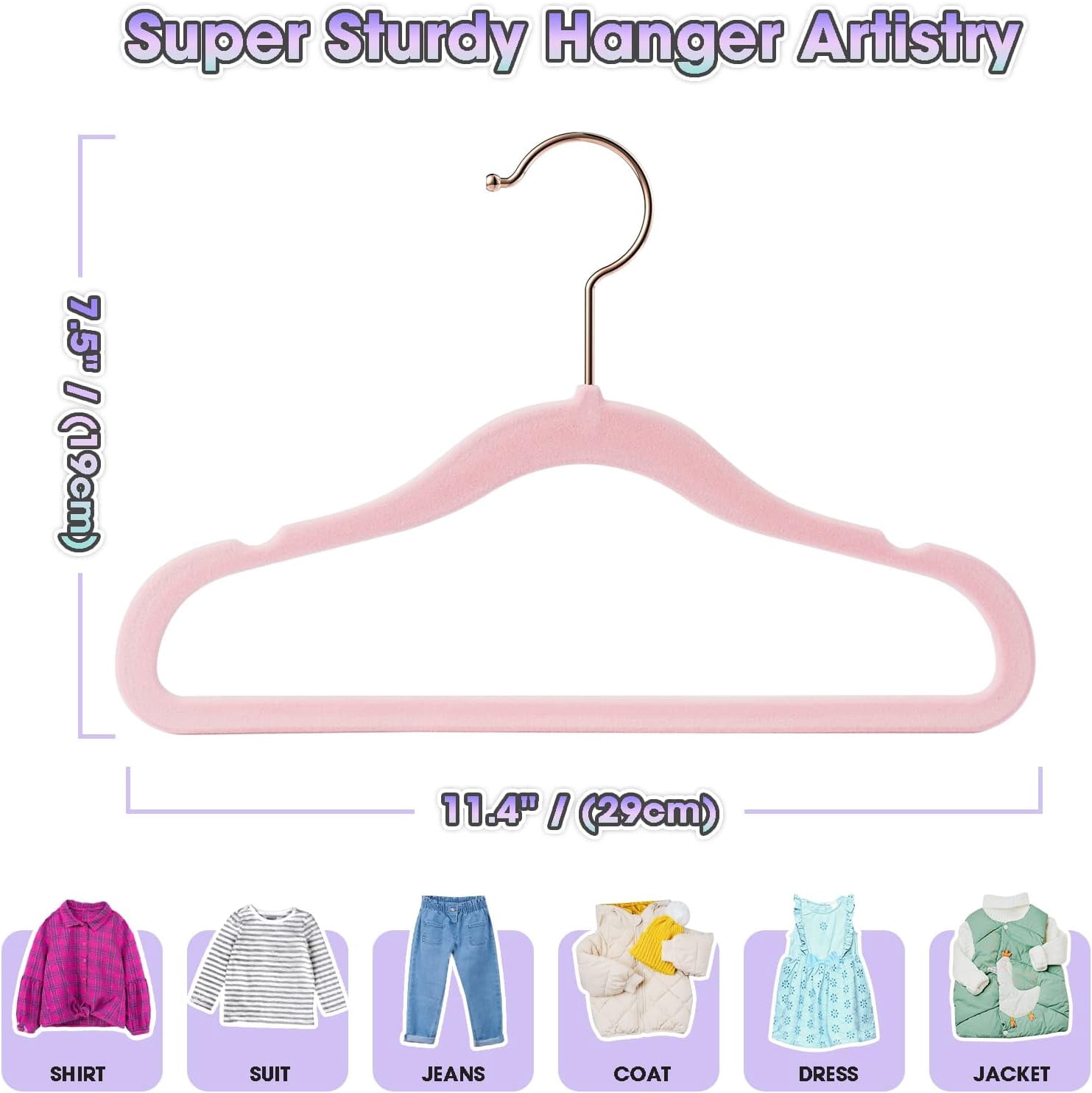 Baby Hangers Velvet 20 Pack-11.4 Inch,Baby Clothes Hangers Non Slip, Baby Hangers for Closet,Sturdy Infant/Toddler Hangers Pink Hangers