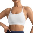 thumbnail image 2 of Abomasnow Womens Y Back Sports Bra Comfort Padded Racerback Low Impact Spaghetti Thin Strap Bralettes Wireless Workout Yoga Gym Bras, 2 of 8