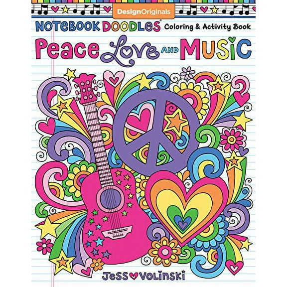 Pre-Owned Notebook Doodles Peace, Love, and Music: Color & Activity Book (Design Originals) 32 Groovy Designs; Beginner-Friendly Relaxing & Inspiring Art ... Perforated Paperback